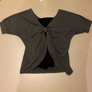 Grey w/ Gold Shimmer Open Back Blouse